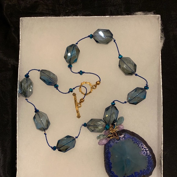 Semi precious crystal stone necklace, hand made - Picture 4 of 5